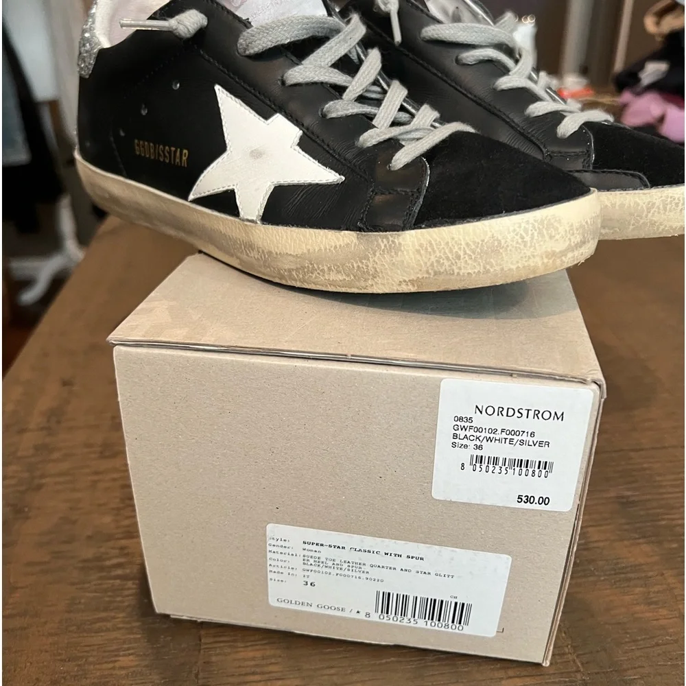 Golden Goose Super Star, classic suede toe, glitter heel - size 36 - Picture 5 of 9